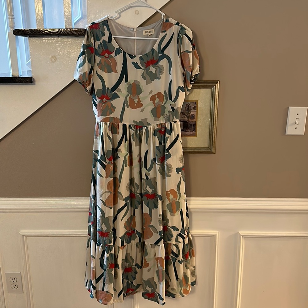 Boutique Roolee Cottage Ruffle Midi Dress Womens Size S Small